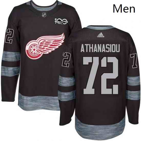 Mens Adidas Detroit Red Wings 72 Andreas Athanasiou Authentic Black 1917 2017 100th Anniversary NHL Jersey